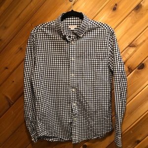 Merona navy plaid button down shirt medium